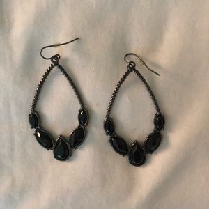 Steel and black dangle earrings